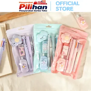 Masyarakat Pilihan Alat Tulis Set 7 IN 1 Lengkap H1042 ATK Pulpen Pensil Penghapus Dengan Cutter Lucu Bahan Berkualitas Desain Menarik Cocok Untuk Anak Sekolah Dan Kantor Plastik Sekolah Kantor Stationery
