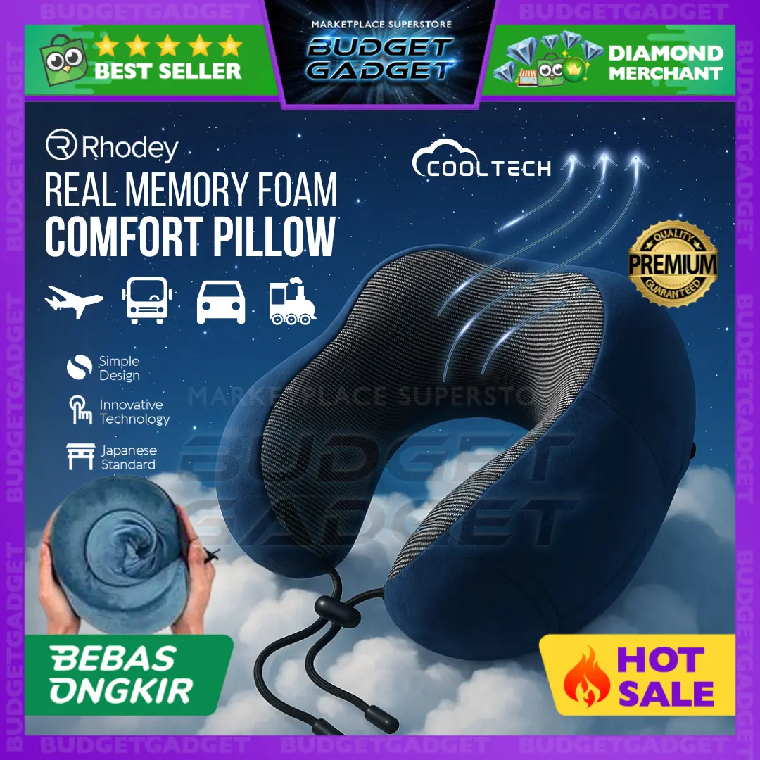 Bantal Leher Travel Memory Foam Super Nyaman U-Shape Foldable Neck Pillow Bed Fabric Rhodey Sereqi