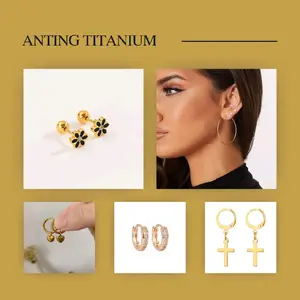 GRATIS GELANG - ANTING SEMUA MODEL PERHIASAN TITANIUM Elegan Earrings