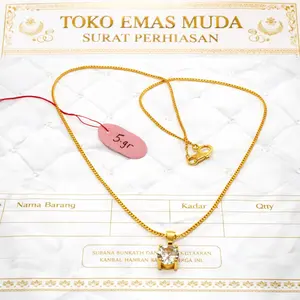 Kalung itali liontin permata premium mewah elegan perhiasan fashion wanita berlapis emas muda