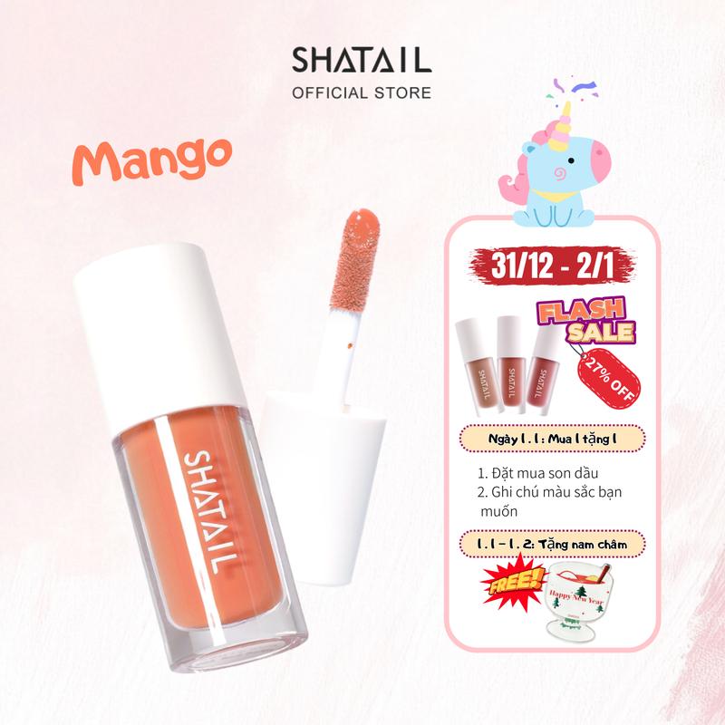 Lớp bóng dưỡng ẩm Dầu dưỡng Son bóng môi son moi Shatail 5 màu Mã màu: Mango 4ml Cosmetic Mỹ Phẩm lipgloss