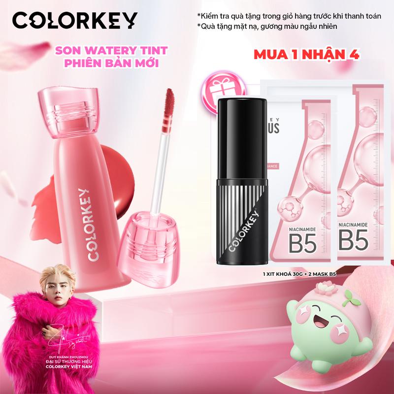   EX-ĐỘC QUYỀN  Son COLORKEY Soft Matte Water Tint Phiên Bản Nâng Cấp Bền Màu Chất Son Ẩm Mịn Như Sương 2.5g 