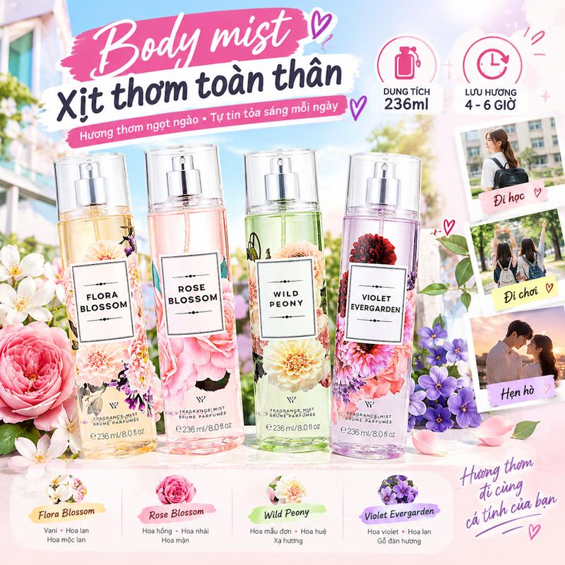 Body mist Xịt thơm toàn thân 236ml Hương Hoa cỏ