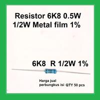 Gambar QTY 50 pcs Resistor 6K8 0.5W 1/2W Metal film 1% dari Nivico shop Kota Administrasi Jakarta Barat 3 Tokopedia