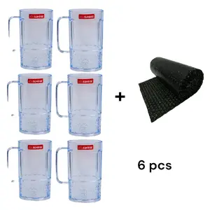 6 pcs/3 pcs gelas bening kristal akrilik+bubble wrap 450 ml food grade