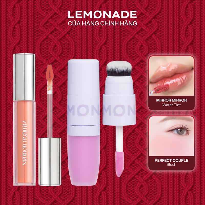 Combo 01 Son tint bóng Lemonade Mirror Mirror Water Tint Version 3 và 01 Má kem mịn lì thuần chay Lemonade Perfect Couple Blush 8.5g