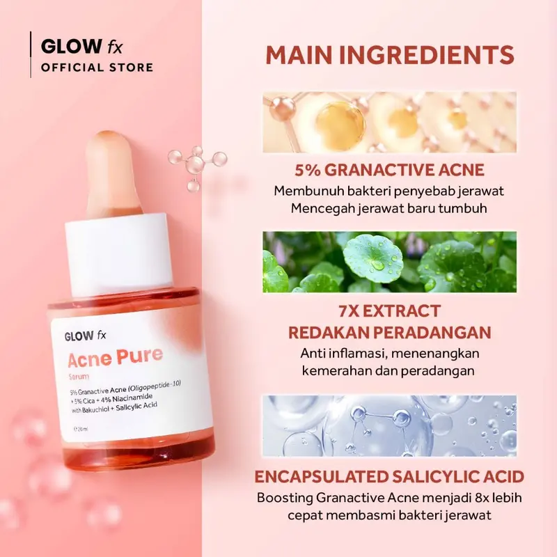 GLOW FX Glow Bomb Serum | Acne Pure Serum - GLOW FX Acne Pure Serum Glowfx glowbomb Mencerahkan Wajah Memudarkan Berjerawat 3