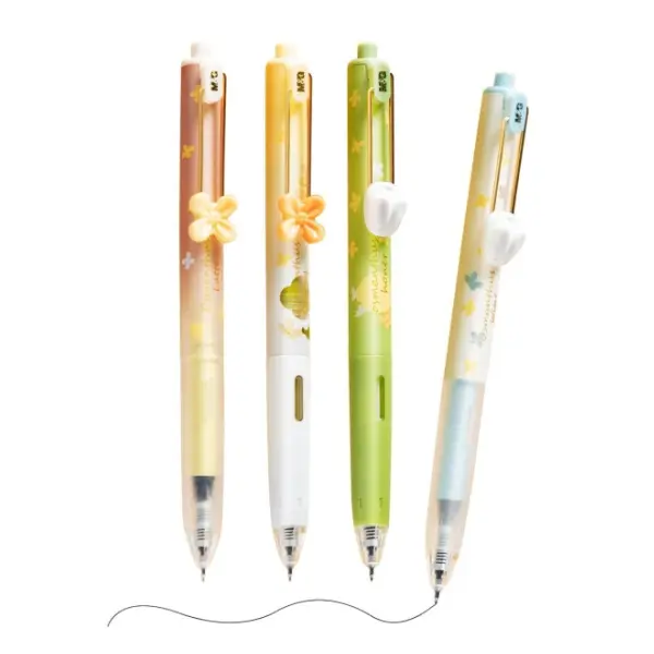 2PCS M&G Gel Pens,  Gel Pens Fine Point 0.5mm, Quick Drying Retractable Gel Ink Rollerball Pens, Cute Gel Ink Pens with Flower for Smooth Writing Office School Gift Women Men