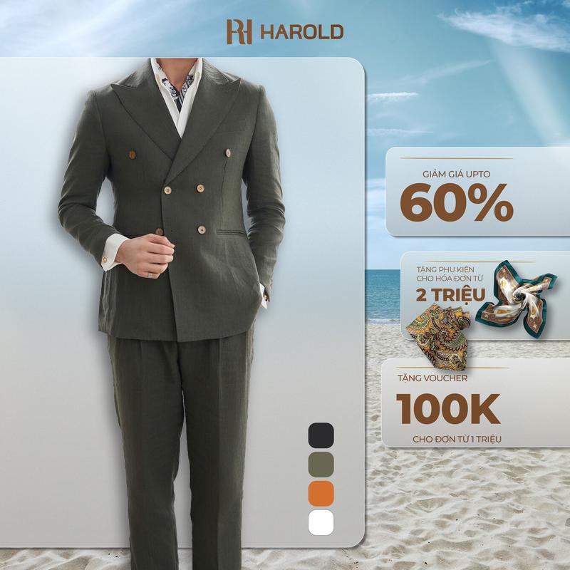 Áo Blazer Nam Cao Cấp Harold Havana Linen Blazer Double - Áo Vest Thiết Kế Sang Trọng, Vải Thoáng Mát, Thấm Hút Mồ Hôi, Độ Bền Cao, Đứng Form Slimfit, Thanh Lịch - Hàng Cao Cấp
