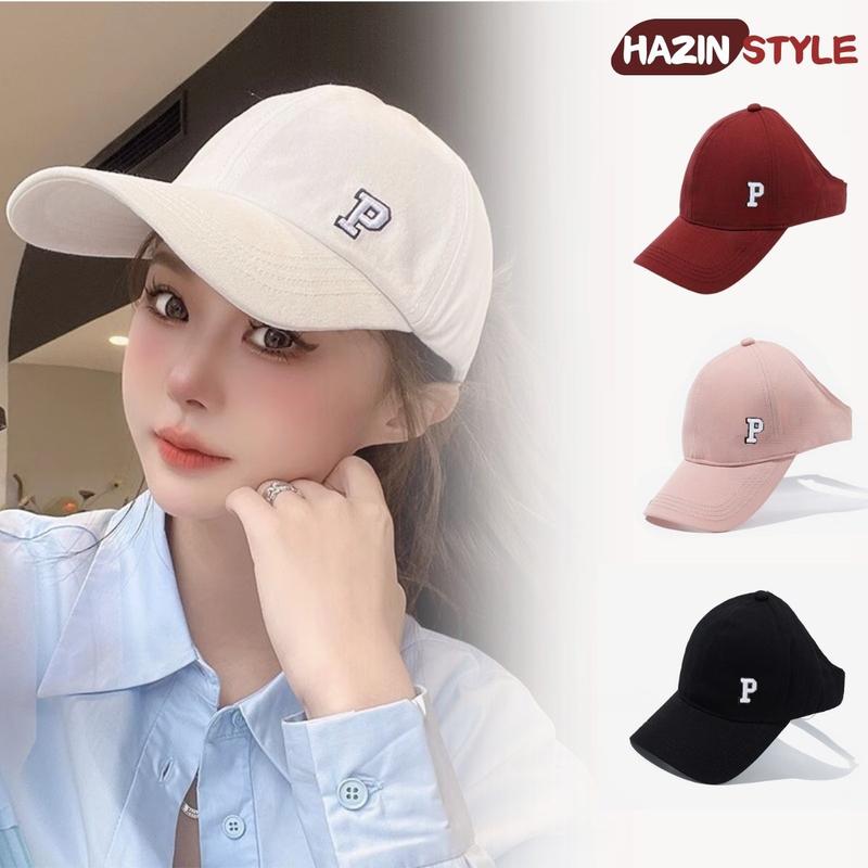 Mũ lưỡi trai hở nửa đầu HAZIN nón kết thêu chữ P form mềm thời trang nón lưỡi trai thể thao dành cho nữ
