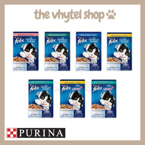 (85g) (Pack of 12) Purina Felix Adult Cat Food with Mackerel in Jelly – Wet Cat Food for Adult Cats