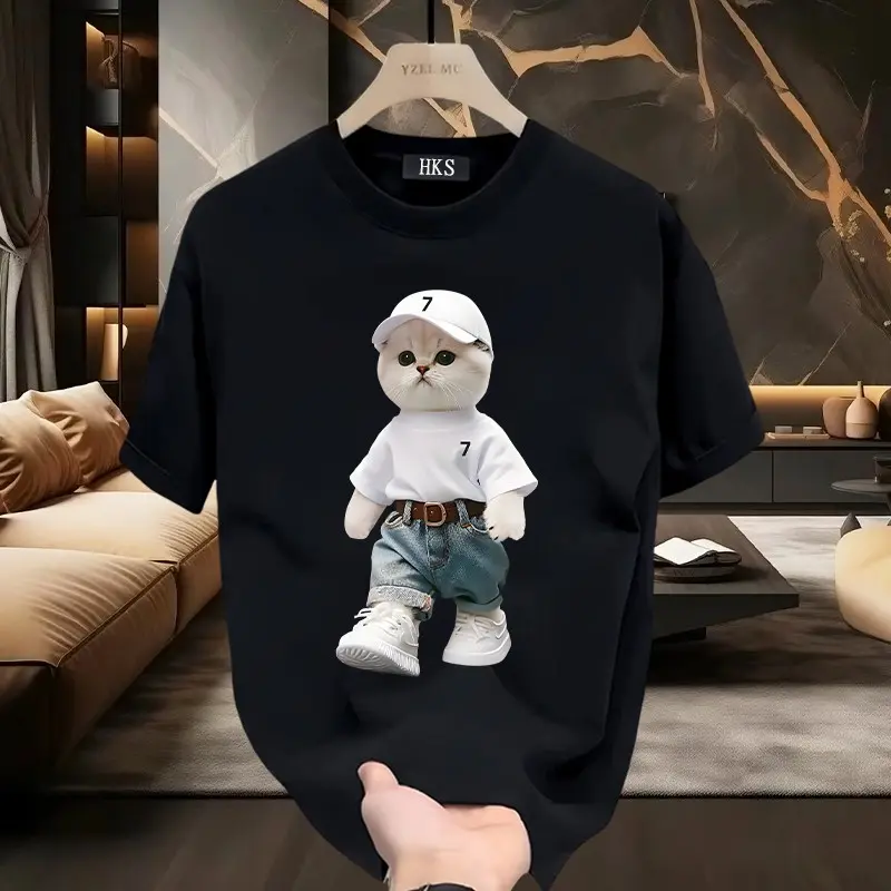 YOUTEE - Jeans white cat | Kaos Distro Hitam Putih Katun Premium Combed 24s Original Design Unisex COD 1