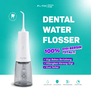 PUTIH Dental Water Flosser Alat Semprot Pembersih Gigi Floss Efektif Membersihkan Plak Karang Gigi Sela-Sela Gigi Rekomendasi Dokter Gigi