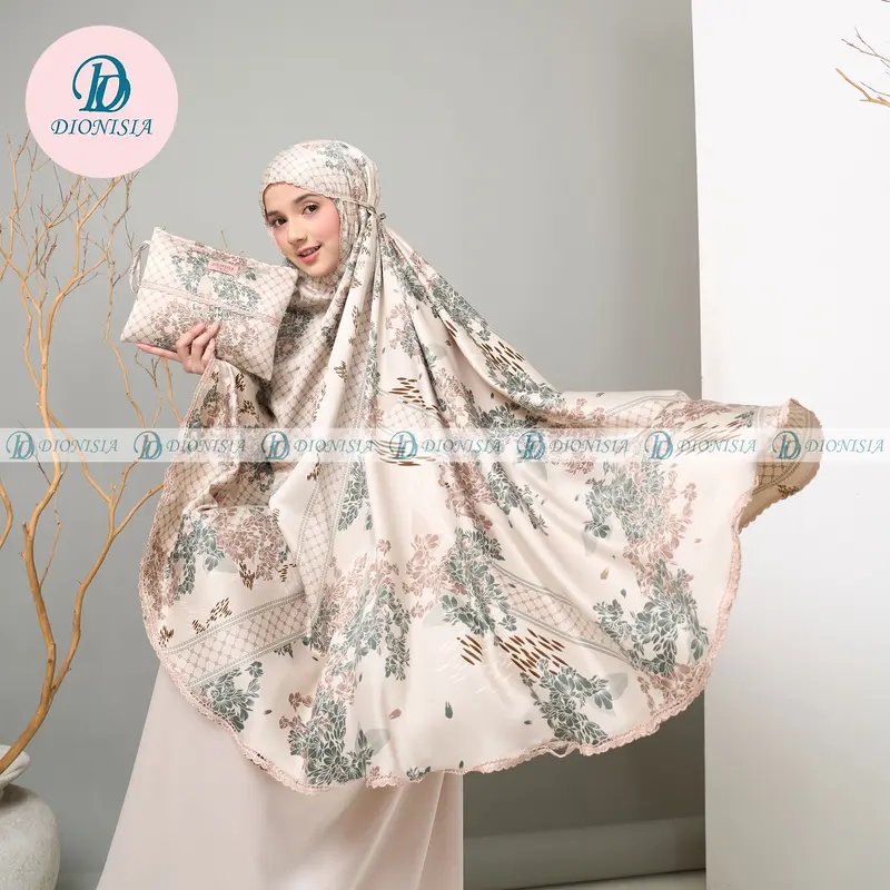 Mukena Dewasa Mukenah Travel Jumbo silky 2 in 1 DIONISIA Naura silk  cantik  mewah muslim renda Bordir 2
