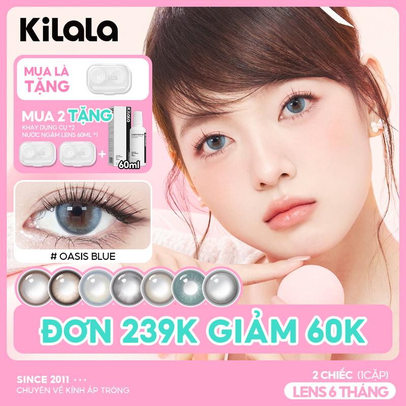Kính áp tròng Kilala lens 6 tháng màu Nâu Xám Lam Tím DIA 14.2-14.5mm lens mỏng và mềm tỏa ra vibe xinh đẹp cuốn hút
