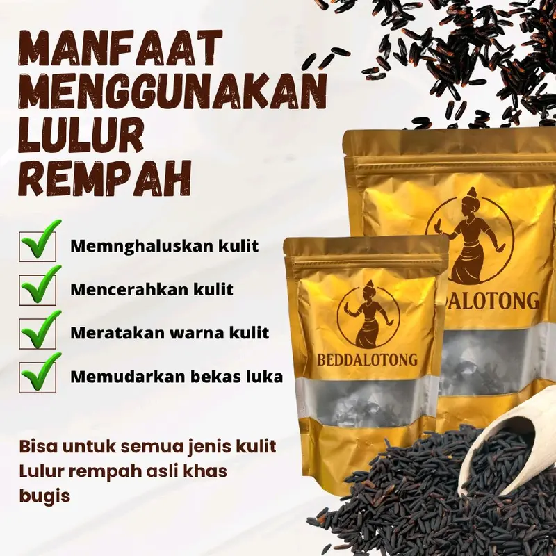 BEDDA LOTONG KHAS BUGIS MAKASSAR 500 GR & 1 KG-BEDDA LOTONG Scrub Ketiak Tubuh Lulur Mawar Kering 2