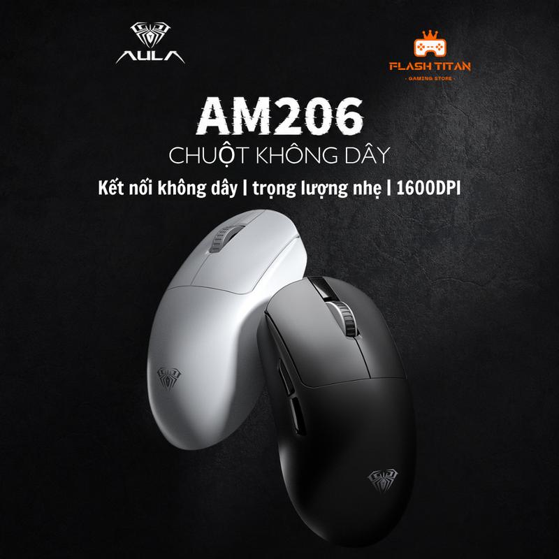 Chuột Không Dây AULA AM206 Kết nối Xa 10M - DPI 1600, Dùng Cho Máy Tính PC, Laptop