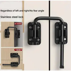 Grendel Kait Pintu Stainless Steel Multi Angle Door Latch Kunci Pintu Model L Black Chrome Anti Karat