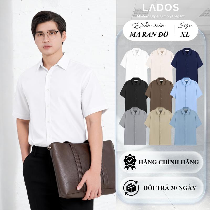 Áo Sơ Mi Trơn Nam Tay Ngắn Chất Vải Kate Lụa LADOS - 8069 mềm mịn, Thấm hút mồ hôi, Form Regular fit, công sở