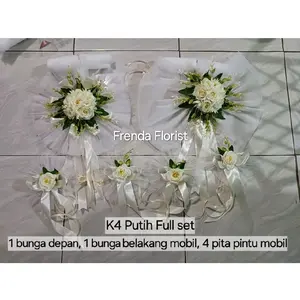 FULL SET Hiasan bunga mobil pengantin. bunga mobil penganti.