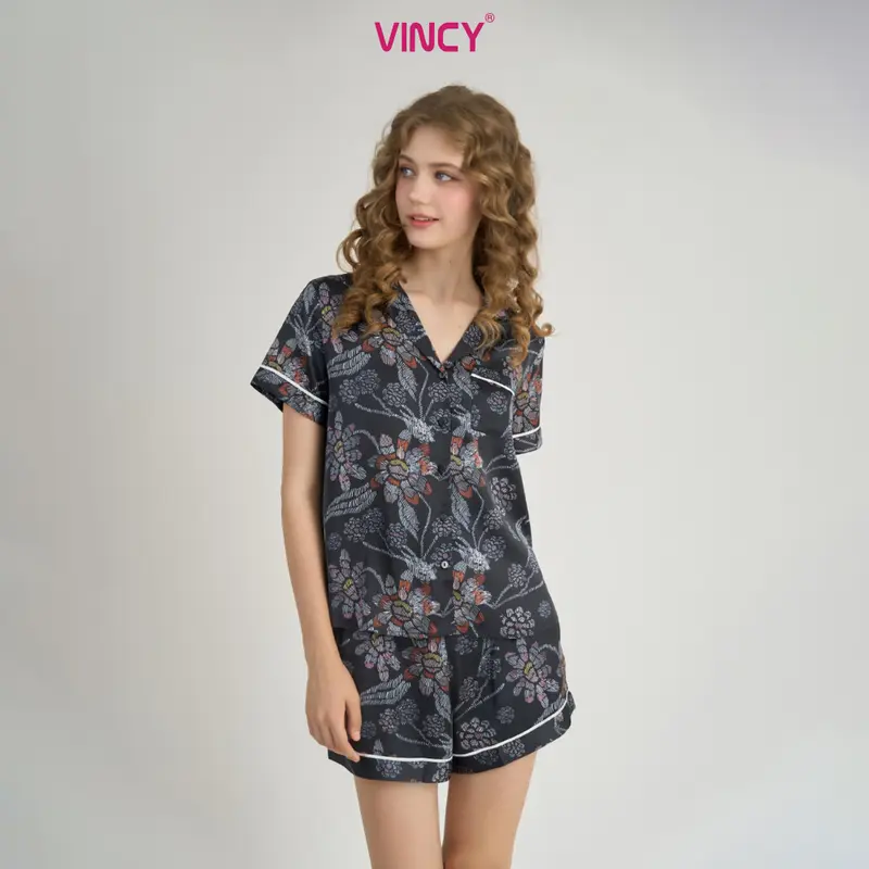 Bộ Quần Áo Short Satin Nữ Vincy BSS108W22 1