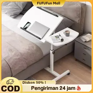 [Catatan:Hadiah gratis adalah layanan purna jual. Hadiah gratis kirim 24 jam, rusak ganti baru!]FU Meja Laptop Lipat Meja laptop/belajar lipat portabel berroda dapat disesuaikan