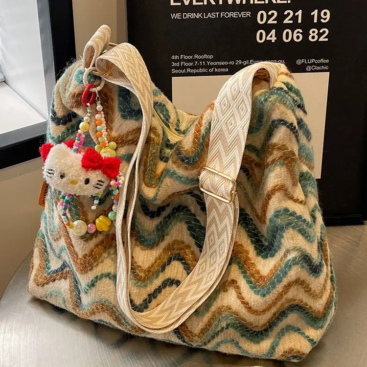 H&T Bohemian Wind Wave Pattern Kapasitas Besar Bag Satu Shoulder Bag Vacation Women's Bag Tote Wanita 1