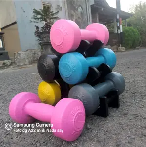 ( bisa Request warna ) barbel warna 1kg 1 biji ( Sudah isian  ) - barbel cantik - barbel cewek