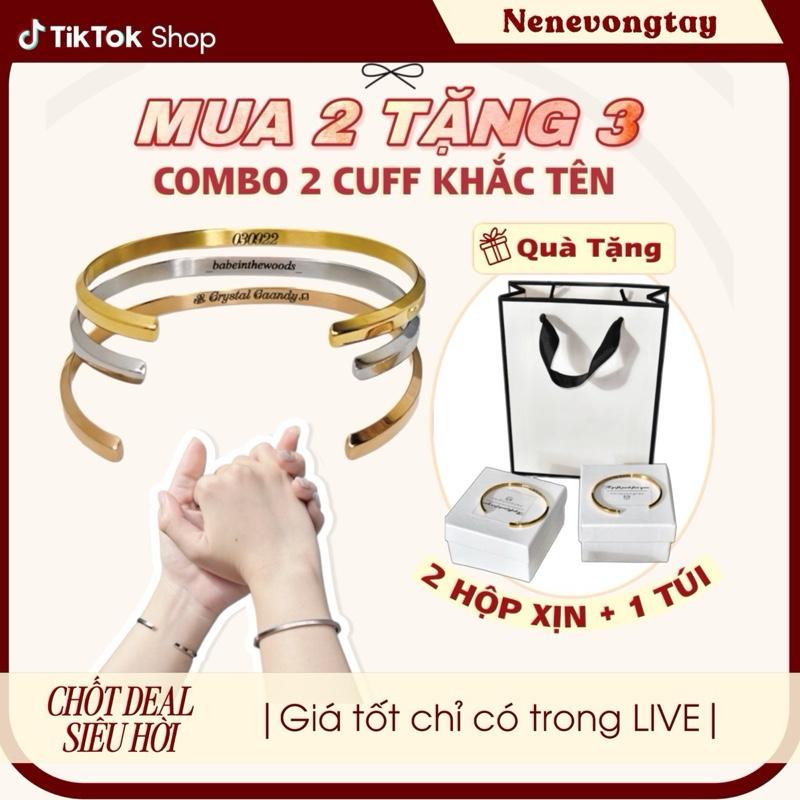 TẶNG 2HỘP+TÚI+THIỆP 1 ĐÔI vòng cuff titan ko hoen gỉ- khắc tên TRONG Nene kèm bộ box túi xịn vòng couple - vòng đôi - gift box - quà 20 11