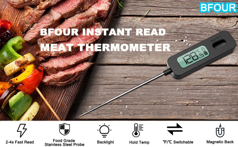 Product Introduction of Meat Thermometer Digital Instant Read LCD Screen Roasting Kitchen Thermometer for Food Meat Grill Milk with Magnetic Back 1