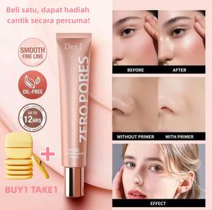 【O.TWO.O primer solek yang samal】Primer Solekan, Der.j Zero Pore Soft Focus, Asas Cecair, Pelembap Alamiah, Mencerahkan, Concealer, Pencerahan, Krim BB,20ml