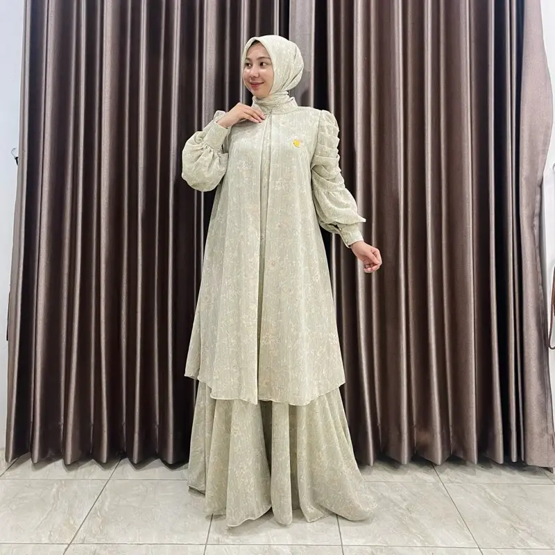 Alesya Official Dress Layer Malay Set Hijab Muslim Gamis Wanita Remaja Dewasa Pesta Kondangan Maxi Mewah 0