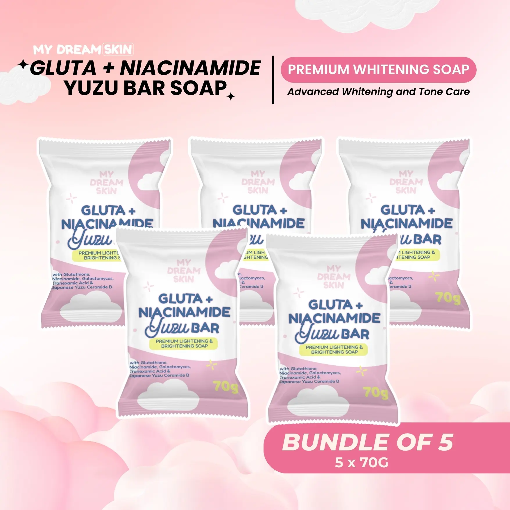 glutathione brightening body soap product info and reviews Pack of 5] Pure GLUTATHIONE SOAP Skin Whitening Bleaching Facial Soap Bar  100g