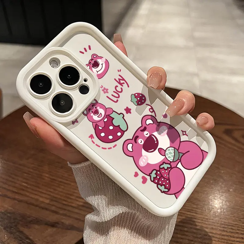 Casing Hp VIVO Y17 Y15 Y12 Y12i Y3 Y3s 2020 Case Menampilkan pola kartun beruang stroberi Silikon Cases anti drop Softcase Casing ponsel baru yang populer Kesing 5