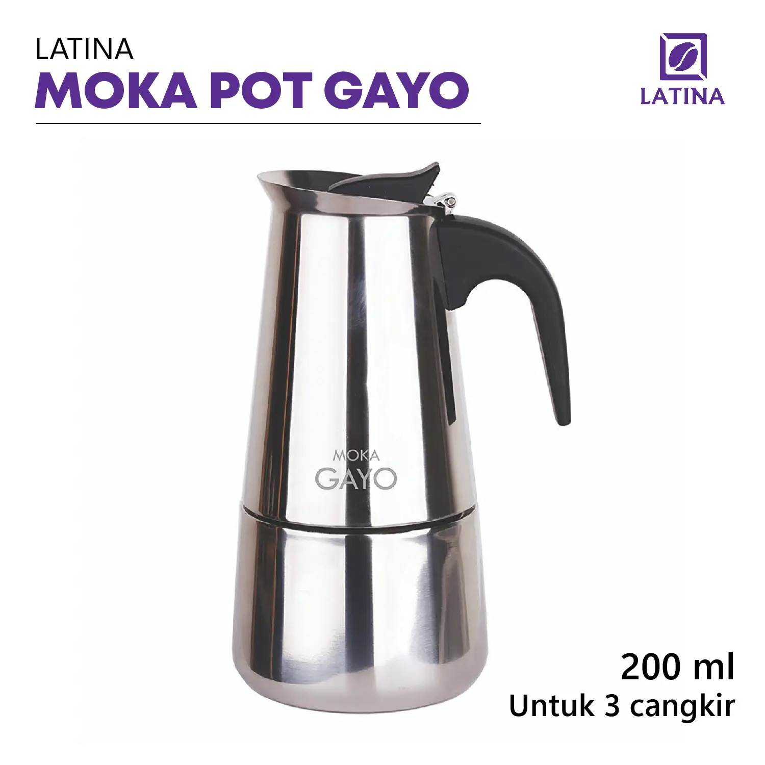 Moka Pot Gayo Stainless Steel 3cups Manual Espresso Coffee Maker