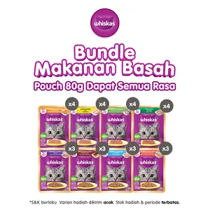 [SPECIAL LIVE] Whiskas Makanan Kucing Basah Pouch Multivariant Semua Rasa 80 gr - Isi 28