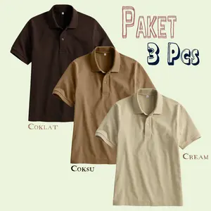 Paket 3 Pcs | Kaos Polo Shirt Polos | Baju Kerah Lengan Pendek Reguler Fit Unisex