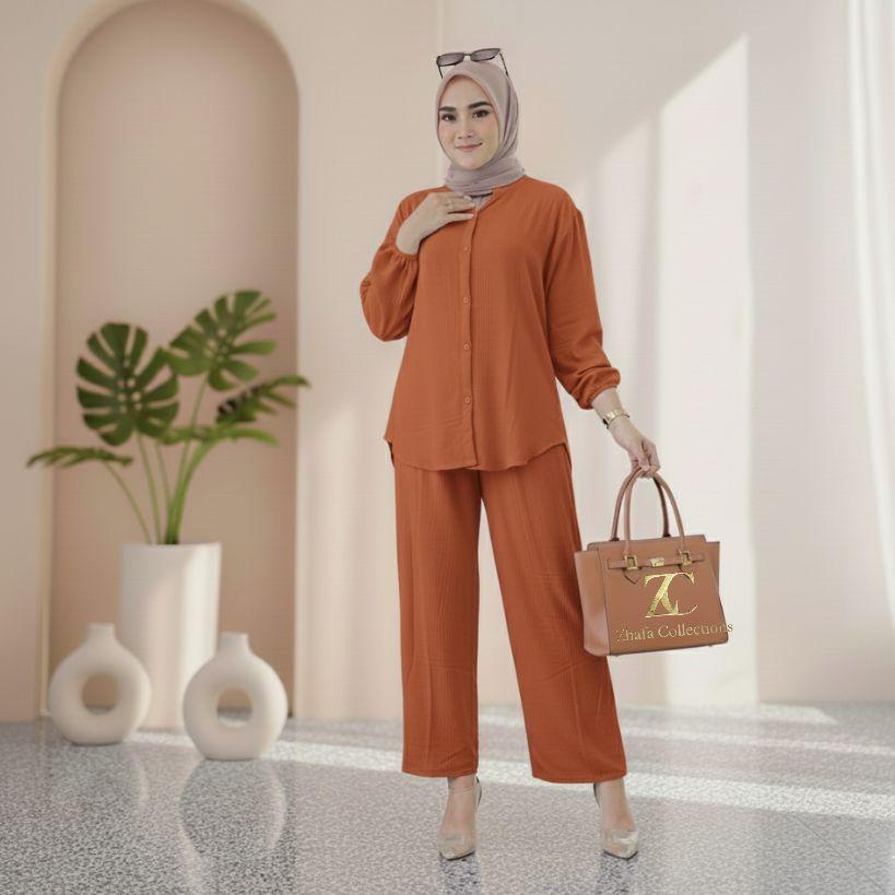 PROMO LIVE 3 SETELAN WANITA ONESET KEKINIAN CRINCLE ATASAN DAN BAWAHAN PANJANG PILIH WARNA UKURAN