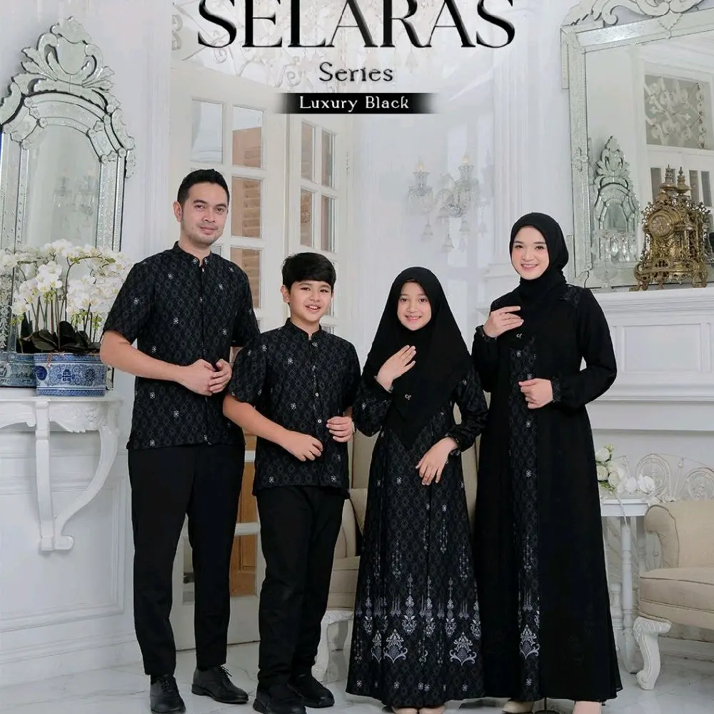 Gamis salvina hijab,cuci gudang,selaras series Baju Keluarga Muslim