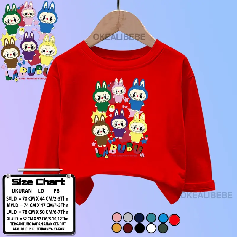KAOS ATASAN ANAK LENGAN PANJANG MOTIF LABUBU UNISEX UNTUK ANAK LAKI LAKI DAN ANAK PEREMPUAN 1