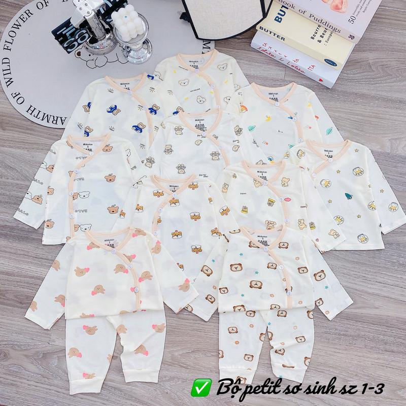 Combo 4 Bộ dài tay thun lạnh peptit cho bé sơ sinh Quần áo bé trai bé gái Minkymom
