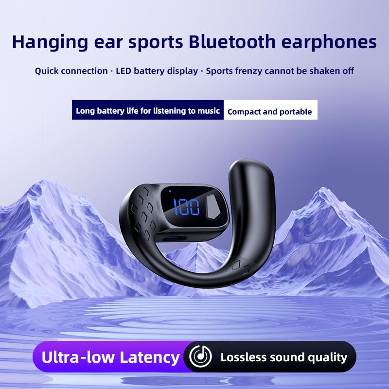 Tai Nghe Thể Thao Không Dây Bluetooth T30 Tuổi Thọ Pin Siêu Lớn Có Thể Xoay 180 ° Tai Nghe Thả Tai Chất Lượng Âm Thanh HIFI Bluetooth 5.4 Màn Hình Hiển Thị Nguồn Thoải Mái Khi Đeo