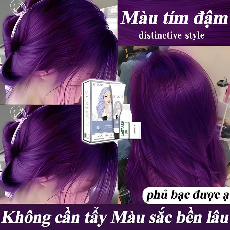 STYLE FIT,200ml,Màu tím đậm,thuốc nhuộm tóc,thuốc nhuộm tóc tại nhà tốt,phủ bạc được ạ,Không cần tẩy,Nhuộm dễ dàng tại nhà