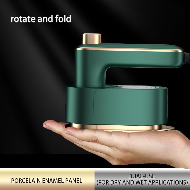 Compact Travel Mini Iron – 180° Rotatable, Foldable Garment Steamer with Quick Heat-Up, Lightweight & Portable Design for Wrinkle Removal, Dark Green ABS Material, 3 Seconds Fast Wrinkle Resolution 5