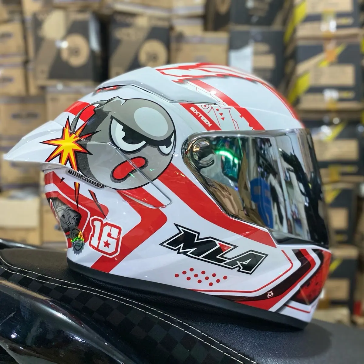 HELM FULL FACE MLA TTC MOTIF SUPERMARIO SNI HELM FULL FACE DEWASA KACA REDGOLD SILVER CLEAR HITAM BLUE PAKET GANTENG Motorcycle