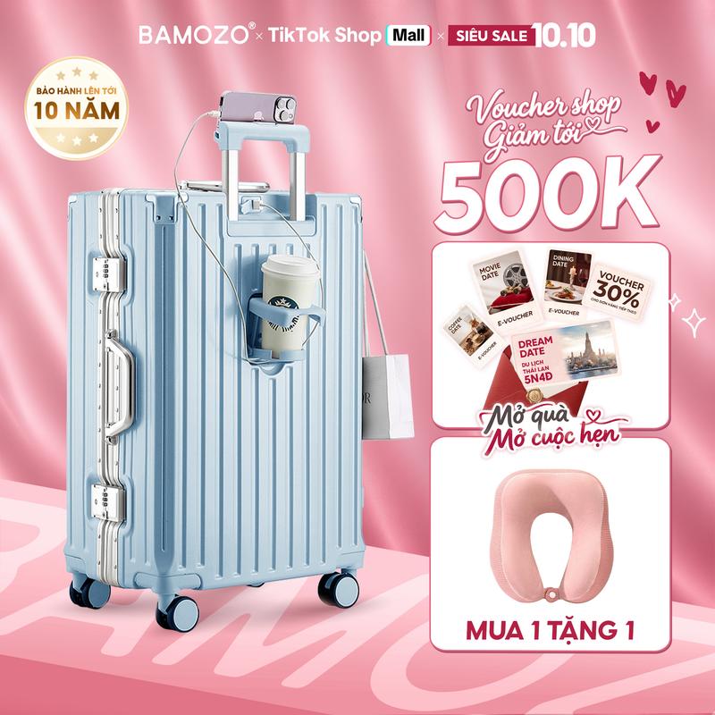 [ƯU ĐÃI NHÓM | SIZE 20] Vali Du Lịch Bamozo Khung Nhôm 9066A/9066C, PC Nguyên Khối Chống Va Đập, Size 20, 4 Bánh Xoay 360°, Khóa Số Bảo Mật Bảo Hành 5 Năm_9066