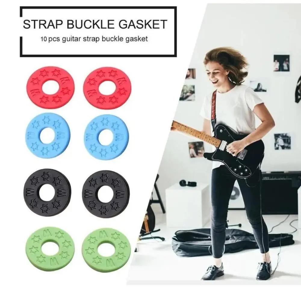10Pcs Guitar Protector PE Guitar Strap Blocks Buckle Anti Detachment Washer Rubber Guitar Strap Lock Blocks Safety Anti-slip Guitar Strap Locking Protector Locking Guitar Strap