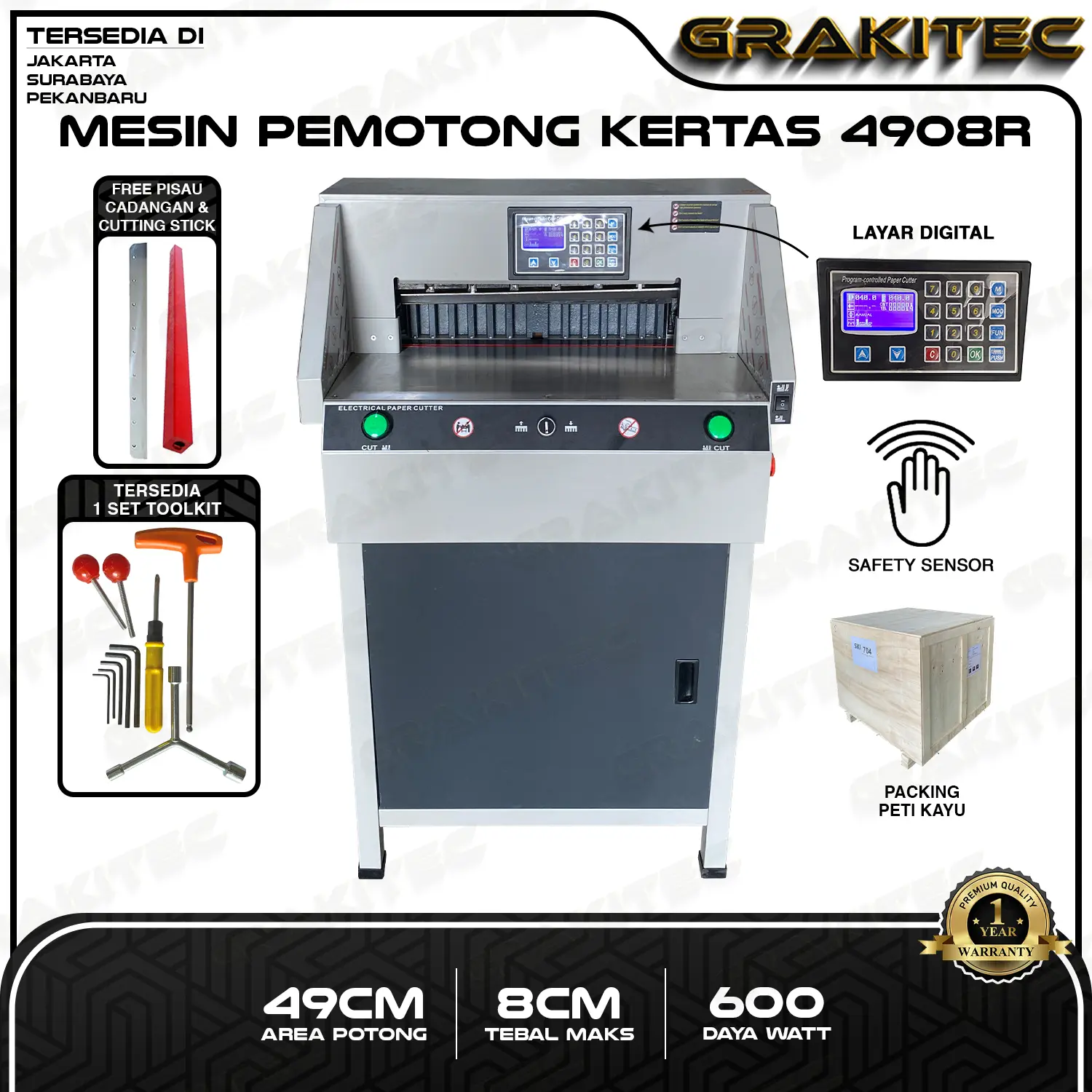 Grakitec 4908R Mesin Pemotong Kertas Listrik / 4908R Electric Paper Cutting Machine