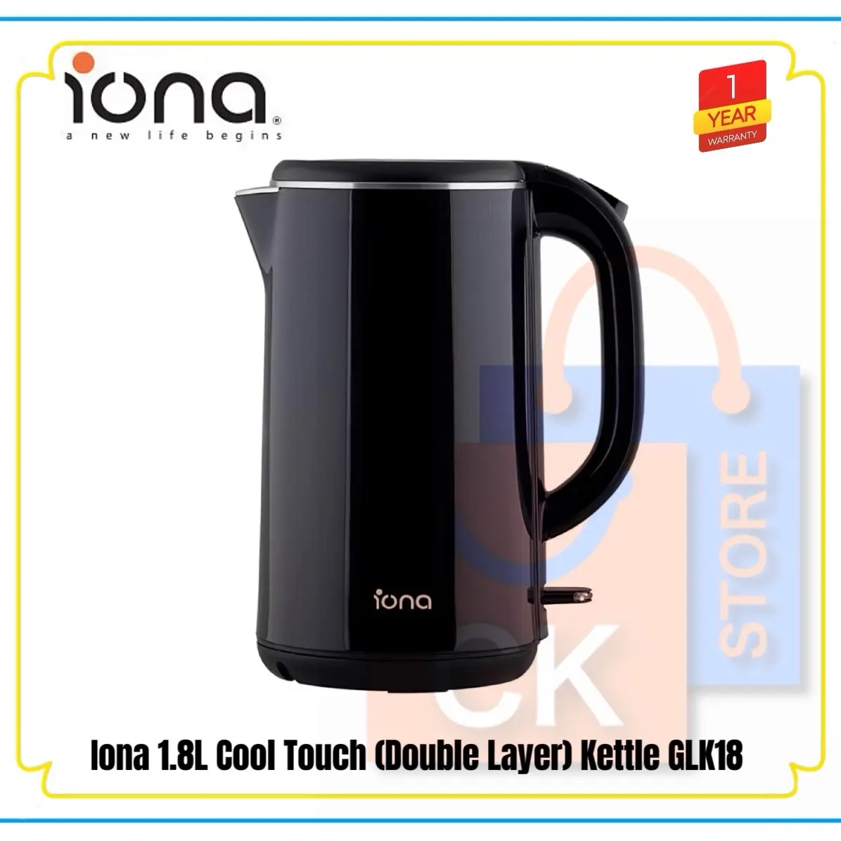 Iona 1.8L Cool Touch (Double Layer) Kettle GLK18 | GLK 18 (1 Year Warranty)