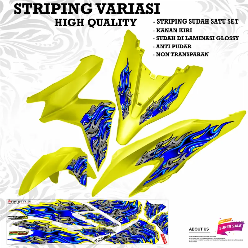 VARIASI 1 STRIPING VARIO GEN 1 STICKER MOTOR MOTIP API BIRU Motorcycle 5